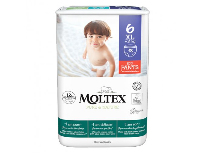 MOLTEX Pure&Nature Nohavičky plienkové jednorazové 6 XL (14 kg+) 18 ks