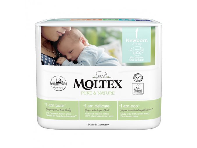 MOLTEX Pure&Nature Plienky jednorazové 1 Newborn (2-4 kg) 22 ks