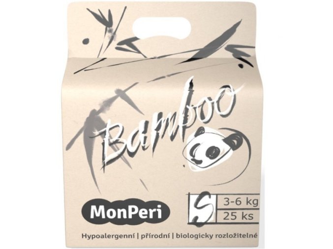 MONPERI Bamboo Plienky jednorazové eko S (3-6 kg) 25 ks