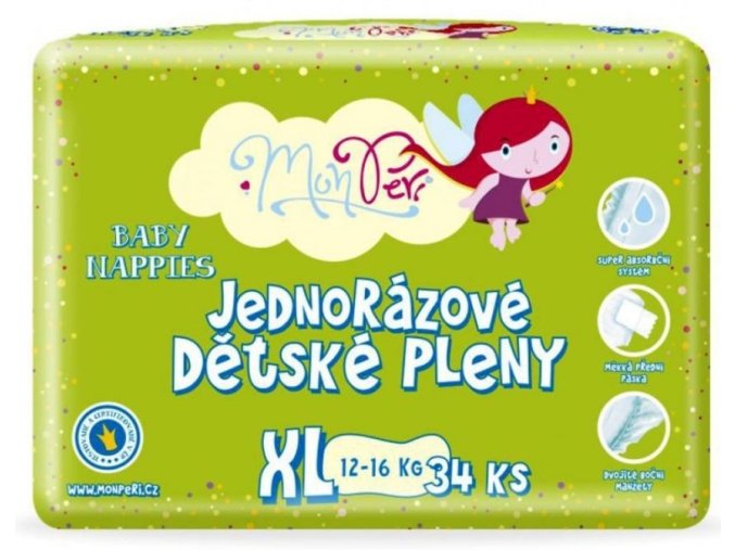 MONPERI Klasik Plienky jednorazové XL (12-16 kg) 34 ks