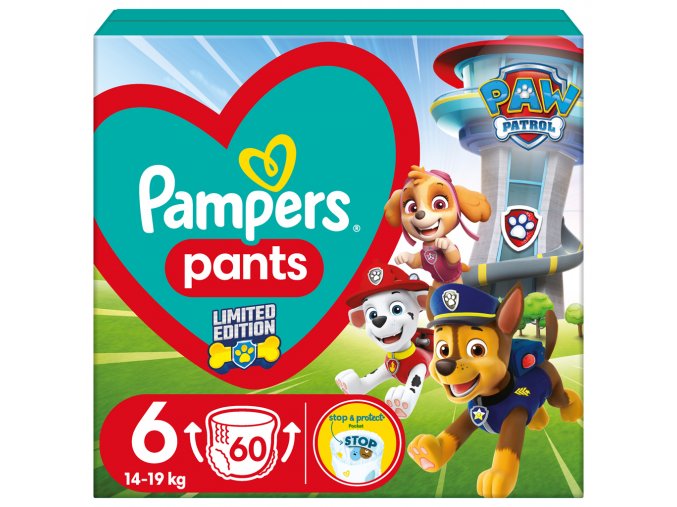 PAMPERS Plienky nohavičkové Active Baby Pants Paw Patrol veľ. 6 (14-19 kg) 60 ks