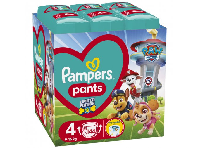 PAMPERS Plienky nohavičkové Active Baby Pants Paw Patrol veľ. 4 (9-15 kg) 144 ks