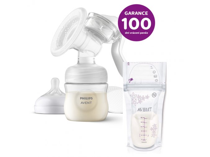 Philips AVENT Odsávačka mat.ml. manuálna + Sáčky na materské mlieko 180 ml 25 ks