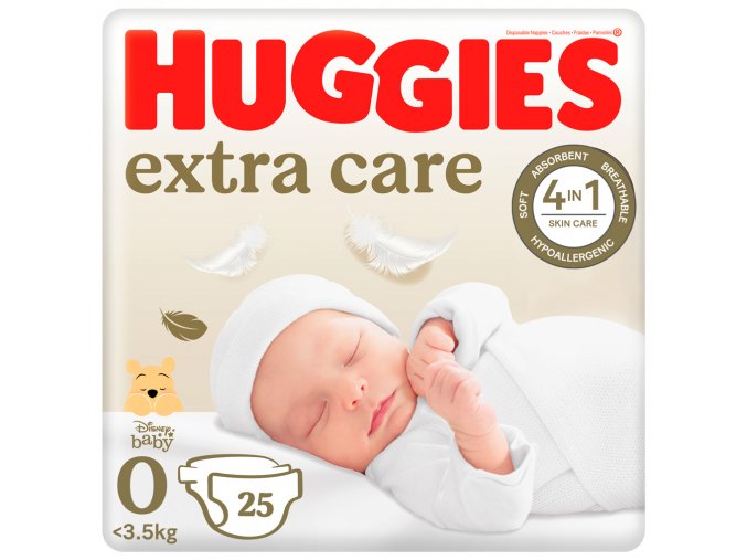 HUGGIES® Plienky jednorázové Extra Care 0 (do 4 kg) 25 ks