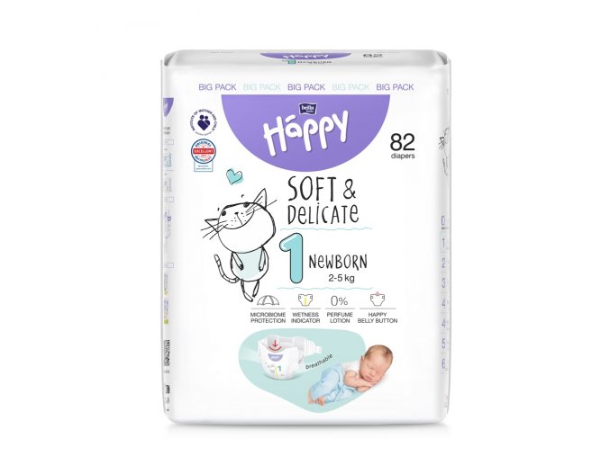 BELLA HAPPY BABY Plienky jednorázové New Born 2-5 kg Big Pack 82 ks