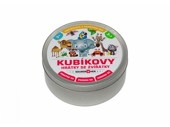 TEDDIES Kubíkove hry so zvieratkami 3v1 v plechovej krabičke