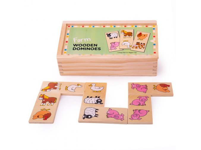 BIGJIGS TOYS Domino drevené farma