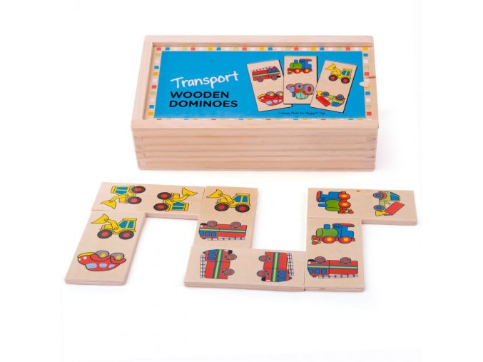 BIGJIGS TOYS Domino drevené dopravné prostriedky