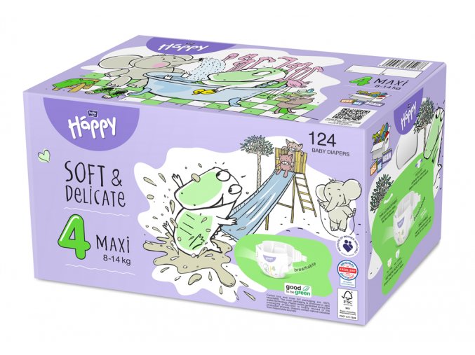 2x BELLA HAPPY Baby Plienky jednorazové Maxi Box 8-14 kg 62 ks