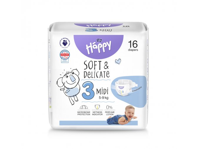 BELLA HAPPY Baby Plienky jednorazové Midi 5-9 kg 16 ks