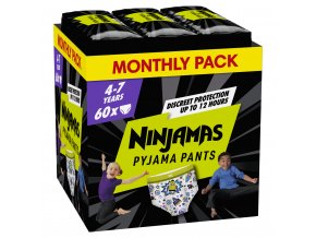 PAMPERS Nohavičky plienkové Ninjamas Pyjama Pants Kosmické lode, 60 ks, 7 rokov, 17kg-30kg