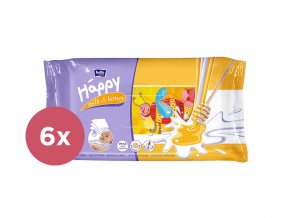 6x BELLA HAPPY BABY Vlhčené ubrousky mléko a med 64 ks