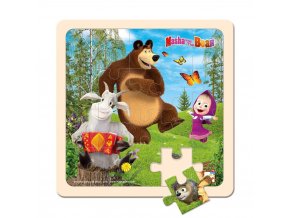 BINO Máša a medveď puzzle s kozlíkom 20x20 cm