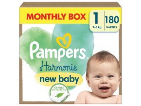 PAMPERS Plienky jednorázové Harmonie Baby veľ. 1, 180 ks, 2kg-5kg