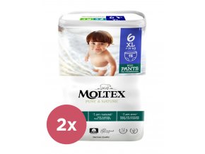 2x MOLTEX Pure&Nature Nohavičky plienkové jednorázové 6 XL (14 kg+) 18 ks