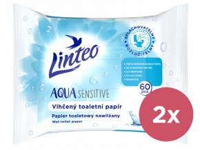 2x LINTEO Papier vlhčený toaletný Aqua Sensitive 60ks