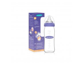 LANSINOH Fľaša sklenená dojčenská s NaturalWave® cumľom (M) 240ml
