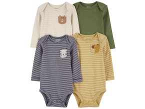 CARTER'S Body dlhý rukáv Navy/Olive Animal chlapec 4ks 6m/ veľ. 68