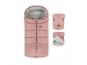 PETITE&MARS Set zimný fusak Jibot 3v1 + rukavice na kočík Jasie Dusty Pink