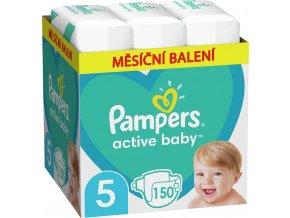 PAMPERS Active Baby Plienky jednorazové 5 (11-16 kg) 150 ks - MESAČNÁ ZÁSOBA