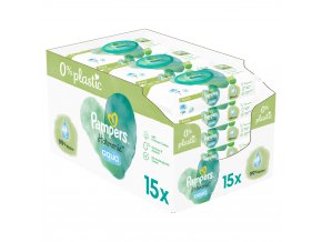 PAMPERS Harmonie Aqua vlhčené obrúsky Plastic Free 15x48 ks = 720 ks