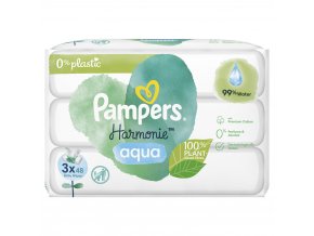 PAMPERS Harmonie Aqua vlhčené obrúsky Plastic Free 3x48 ks = 144 ks