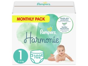 PAMPERS Harmonie Plienky jednorazové 1 (2-5 kg) 102 ks - MESAČNÁ ZÁSOBA