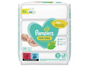 PAMPERS New Baby Obrúsky vlhčené 4 Balenia = 200 ks