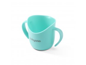 BABYONO Hrnček ergonomický s uškami 120 ml mint 6m+