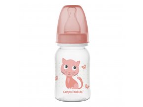 CANPOL BABIES Fľaša s potlačou Cute Animals 120 ml - ružová