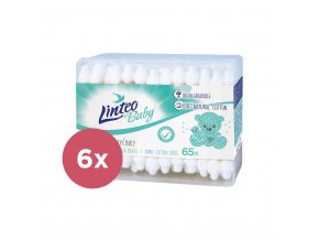 6x LINTEO BABY Papierové vatové tyčinky box (65 ks)