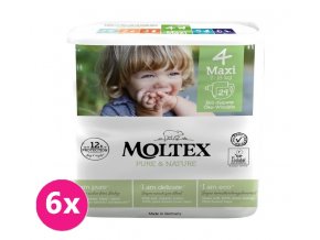 6x MOLTEX Pure&Nature Plienky jednorazové 4 Maxi (7-18 kg) 29 KS - ECONOMY PACK