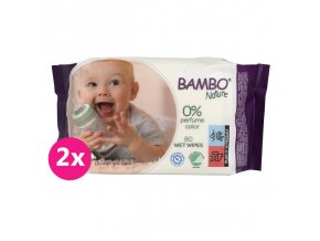 2x BAMBO NATURE Obrúsky vlhčené, 80 ks