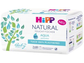 HiPP Babysanft Čistiace vlhčené obrúsky Aqua Natural 2 x 60 ks