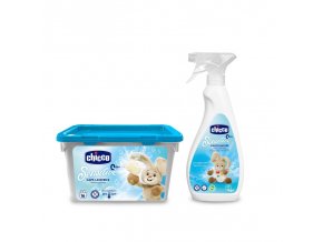 CHICCO Kapsuly pracie gélové Sensitive 16 ks + Odstraňovač škvŕn Sensitive 500 ml