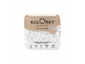 KOLORKY DELUXE VELVET Plienky jednorazové eko so zamatovým povrchom M (5-8 kg) 21 ks