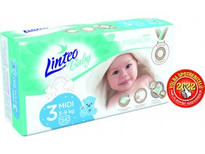 LINTEO BABY Premium Plienky jednorazové 3 MIDI (5-9 kg) 54 ks