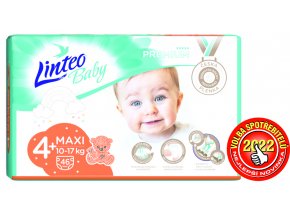 LINTEO BABY Premium Plienky jednorazové 4+ MAXI+ (10-17 kg) 46 ks