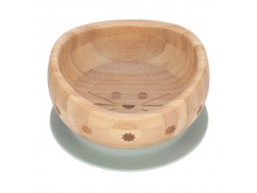 Bowl Bamboo Wood Little Chums cat