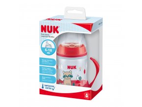 NUK Fľaša dojčenská na učenie s kontrolou teploty 150 ml červená