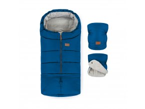 PETITE&MARS Set zimný fusak Jibot 3v1 + rukavice na kočík Jasie Ocean Blue