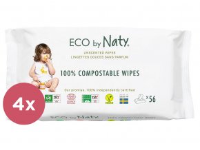 4x ECO BY NATY Sensitive Vlhčené obrúsky bez vôně 56 ks