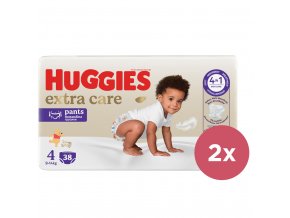 2x HUGGIES® Nohavičky plienkové jednorazové 4 Extra Care Pants (9-14 kg) 38 ks