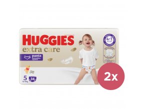 2x HUGGIES® Nohavičky plienkové jednorazové 5 Extra Care Pants (12-17 kg) 34 ks