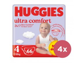 4x HUGGIES® Plienky jednorázové Ultra Comfort Mega 4 (7-18 kg) 66 ks