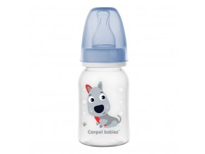 CANPOL BABIES Fľaša s potlačou CUTE ANIMALS 120ml - modrá