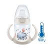 NUK Fľaša dojčenská na učenie s kontrolou teploty Macko Pú 150 ml béžová