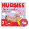 4x HUGGIES® Plienky jednorázové Ultra Comfort Mega 3 (4-9 kg) 78 ks