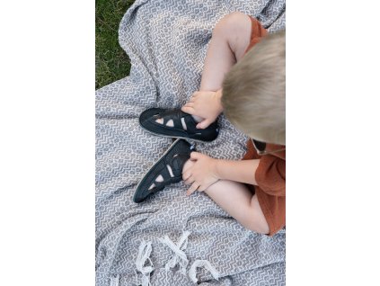 Detské barefoot sandálky Summer Perforation - IO All Black