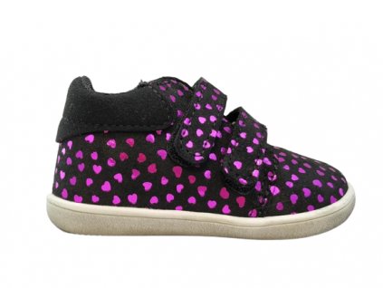 Jonap Kid velcro černá srdíčka (Rozměr Široká, Velikost boty 22)